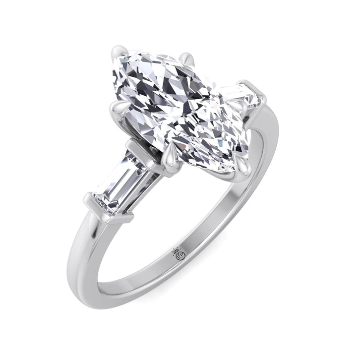 Marquise Cut Engagement Ring With Baguette Sidestones