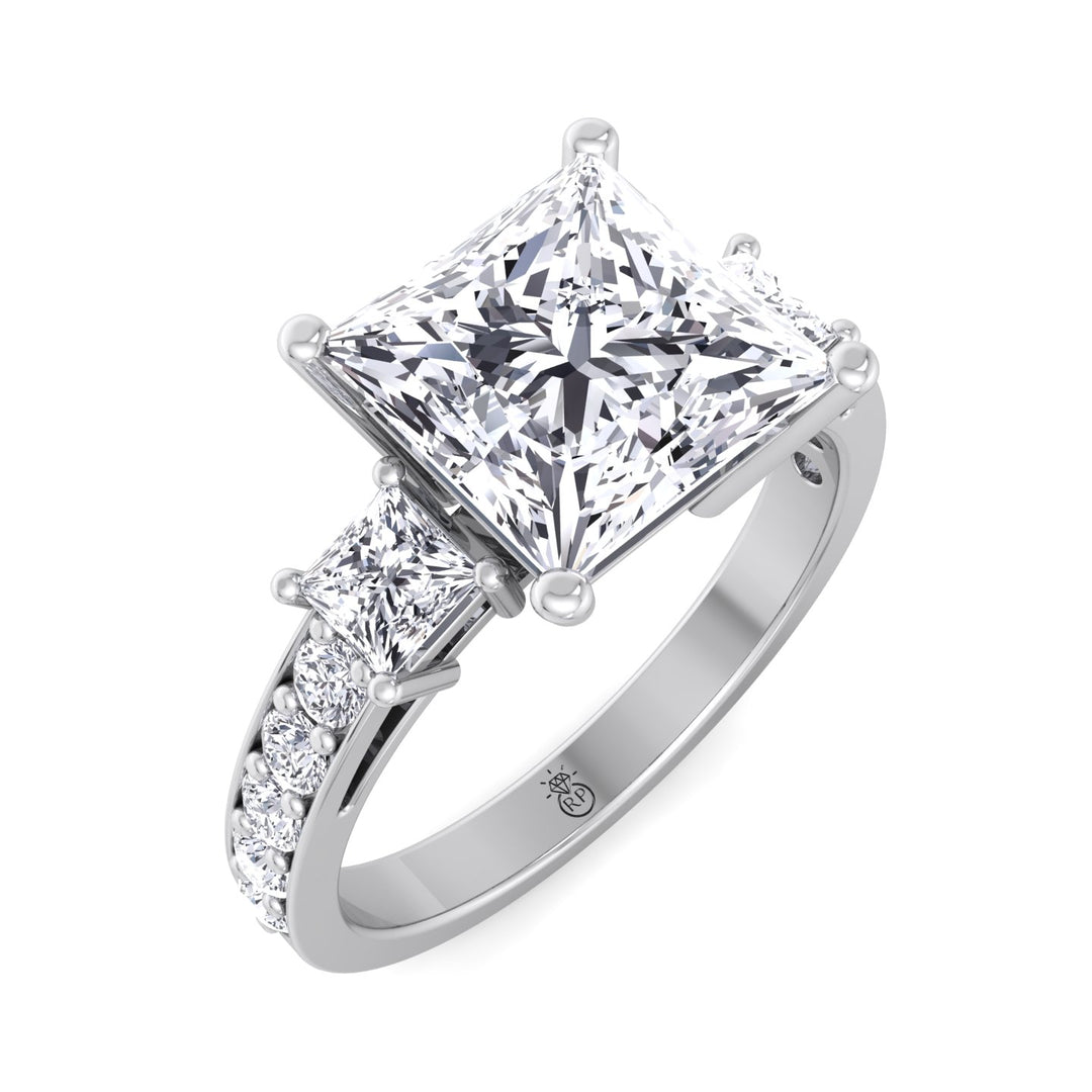 Princess Cut Engagement Ring with Sidestones