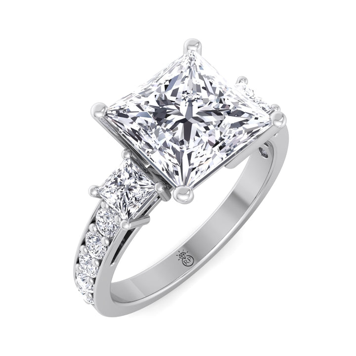 Princess Cut Engagement Ring with Sidestones