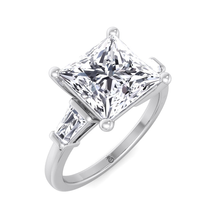 Princess Cut Engagement Ring With Tapered Baguette Sidestones