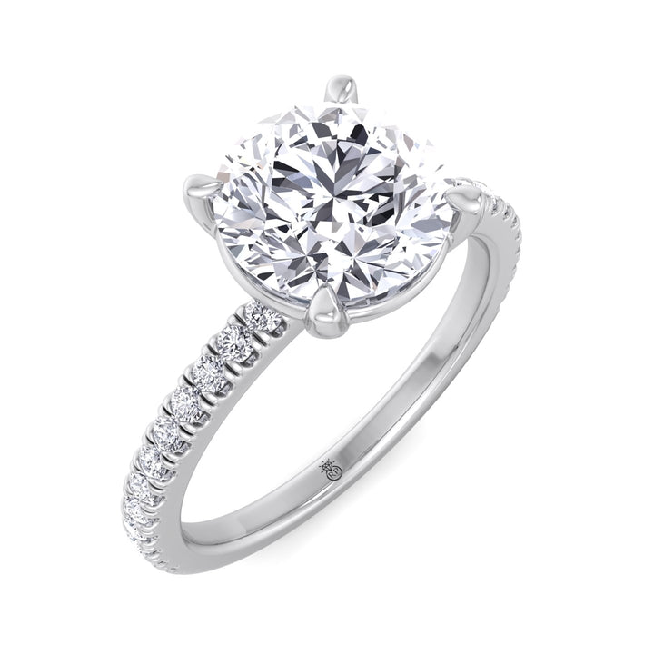 Round Cut   Engagement Ring with Sidestones