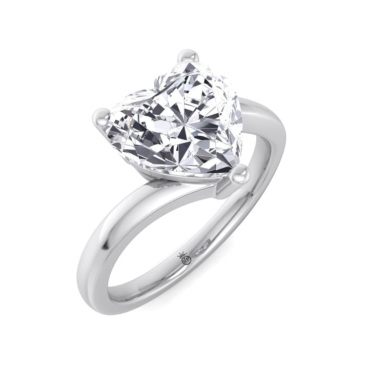 Heart Shape Twist Band Solitaire Engagement Ring