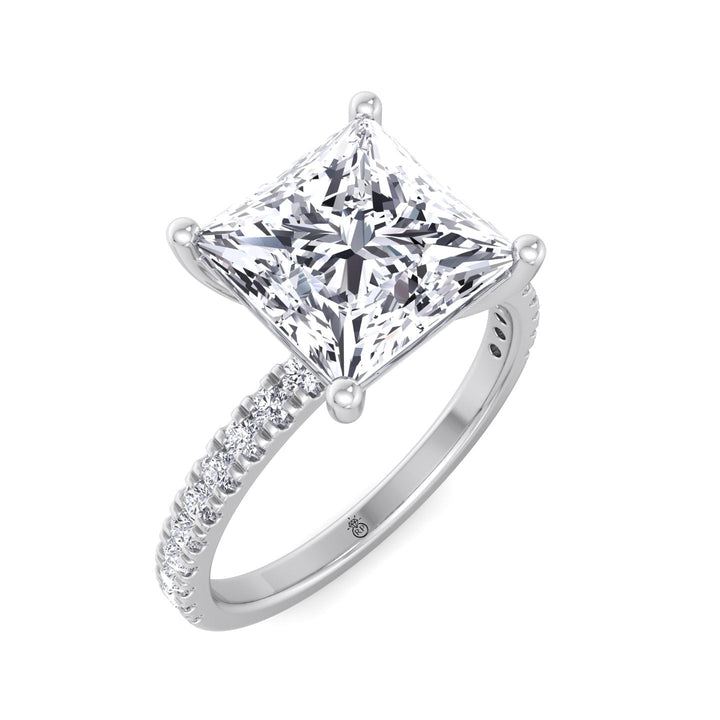 Princess Cut Engagement Ring With Pavé Band