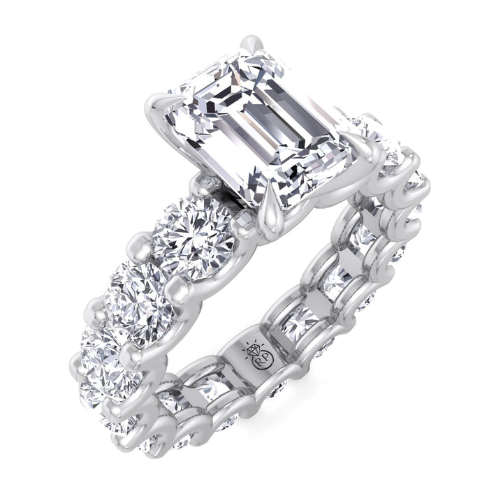 Emerald &amp; Round Eternity Engagement Ring