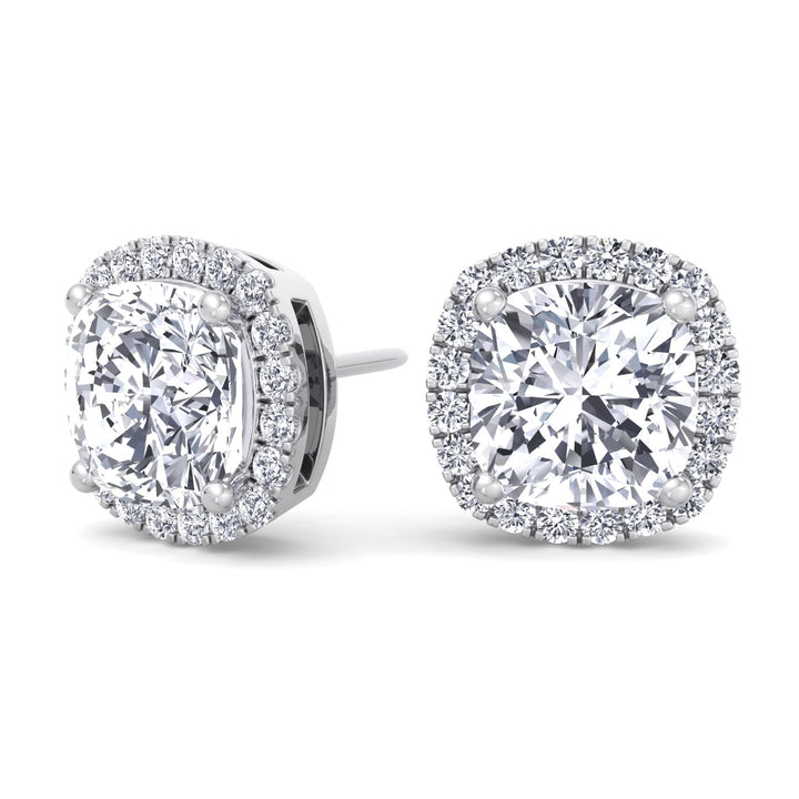 Cushion Cut Halo Studs