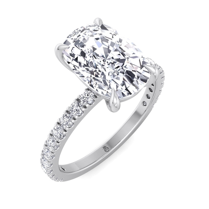 Elongated Cushion Cut Engagement Ring With Sidestones