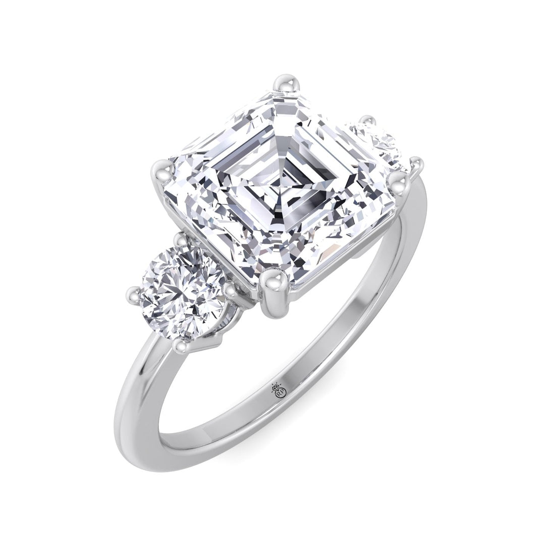 Asscher Cut Engagement Ring With Round Sidestones