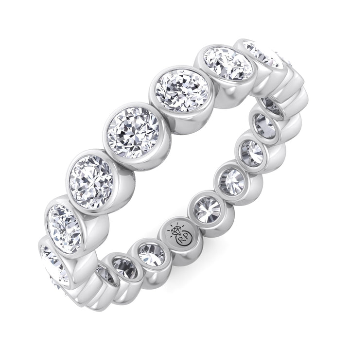 Round Cut Bezel Set Eternity Band