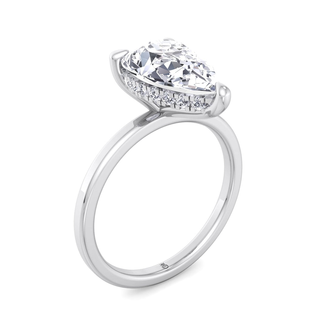 Pear Shape Engagement Ring with Hidden Halo