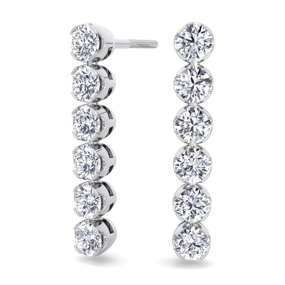 Round Cut Tennis Drop Earrings
