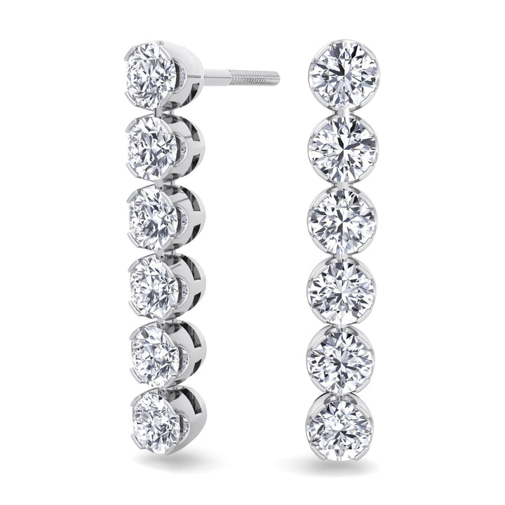 Round Cut Tennis Drop Earrings