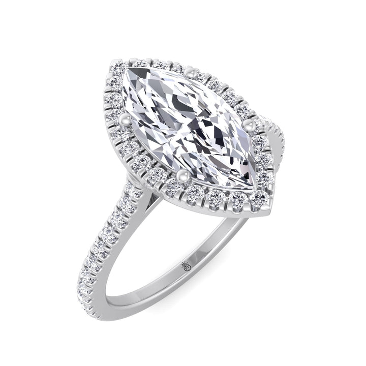 Marquise Cut Engagement Ring With Sidestones &amp; Halo