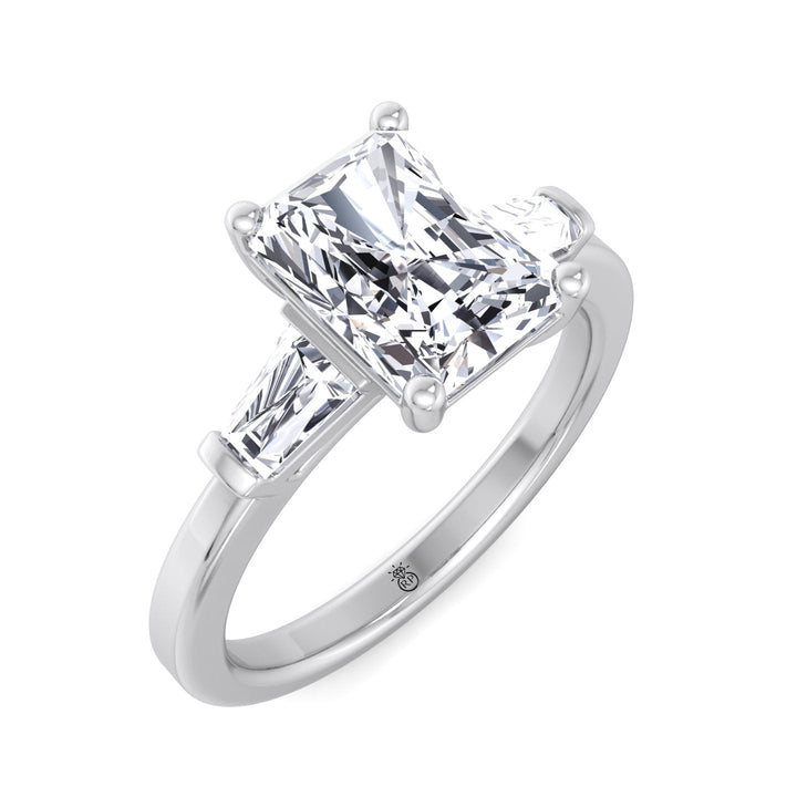 Radiant Cut Engagement Ring with Tapered Baguette Sidestones