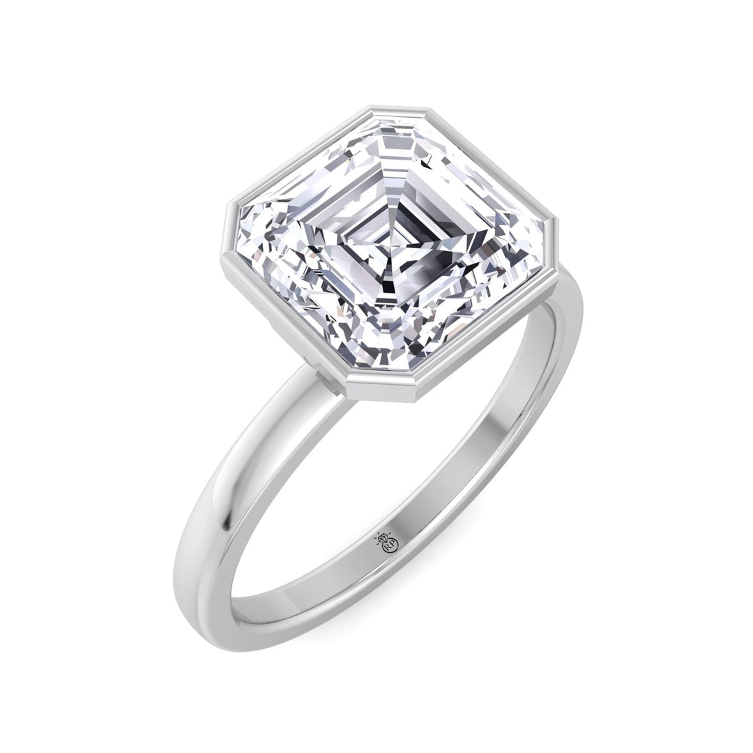 Asscher Cut Bezel Set Solitaire Engagement Ring