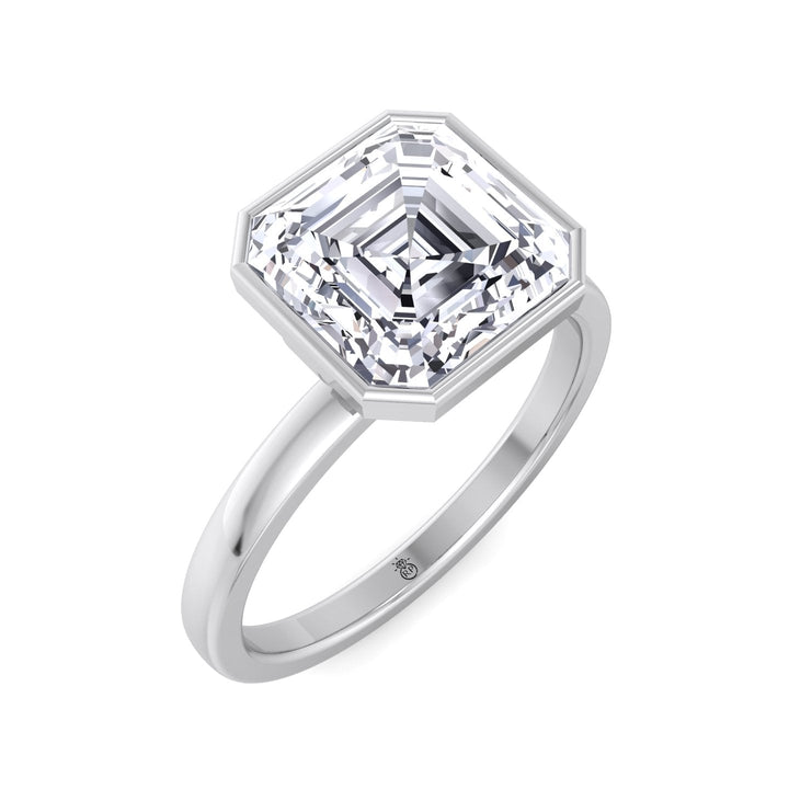 Asscher Cut Bezel Set Solitaire Engagement Ring