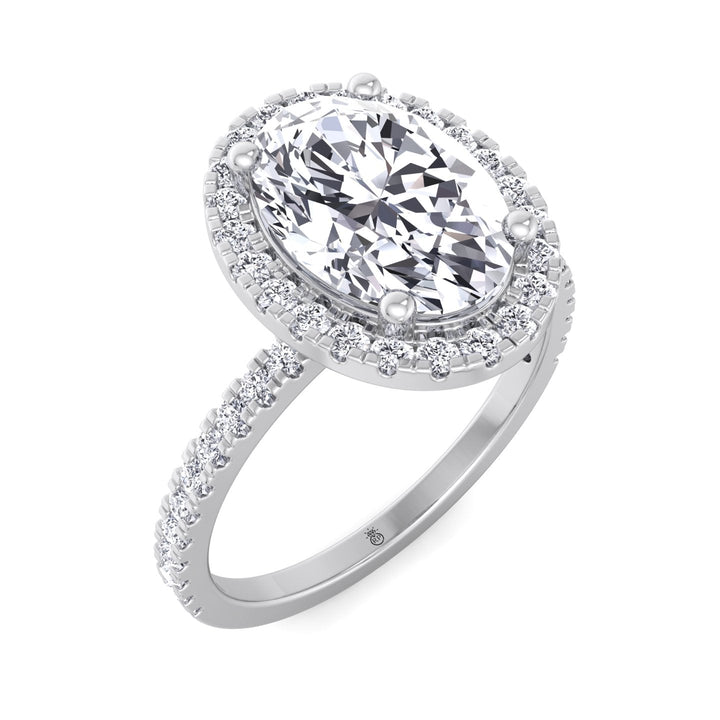 Maui - Oval Cut Halo Engagement Ring With Pavé Band