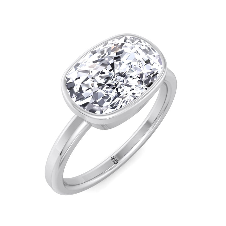 Elongated Cushion Cut East West Bezel Engagement Ring