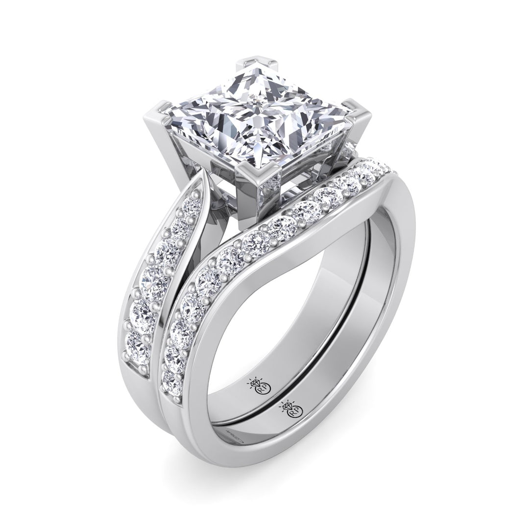 Channel Set Pave Wedding Band with Curve (.65CT)