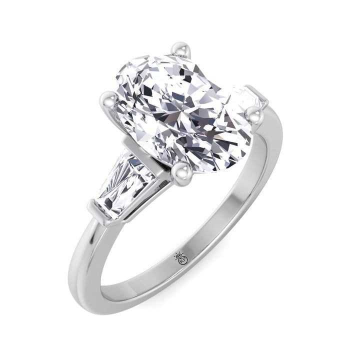 Oval Cut Engagement Ring with Tapered Baguette Side Stones