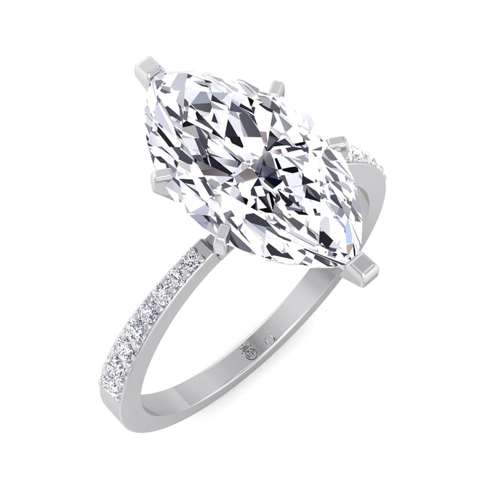 Marquise Cut Engagement Ring with Sidestones