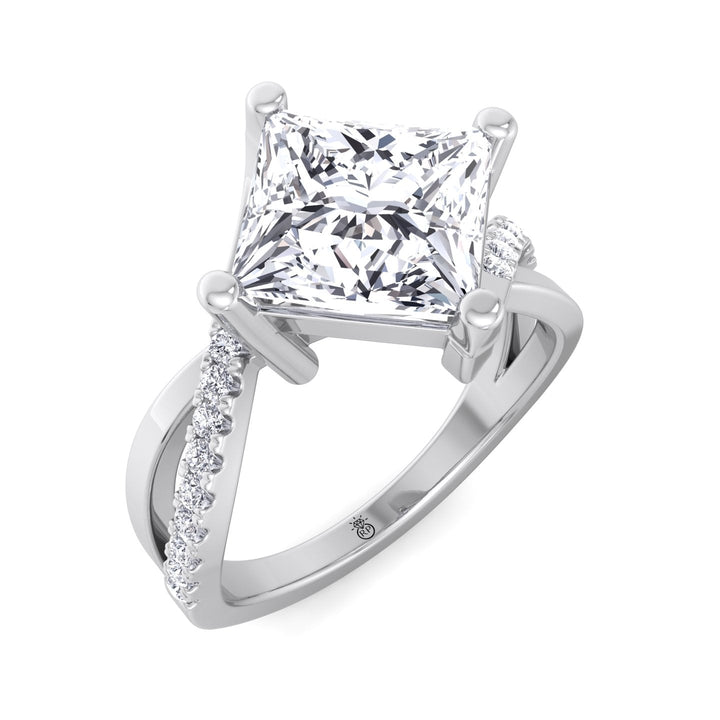 Princess Cut Engagement Ring With Wrap Detail Sidestones