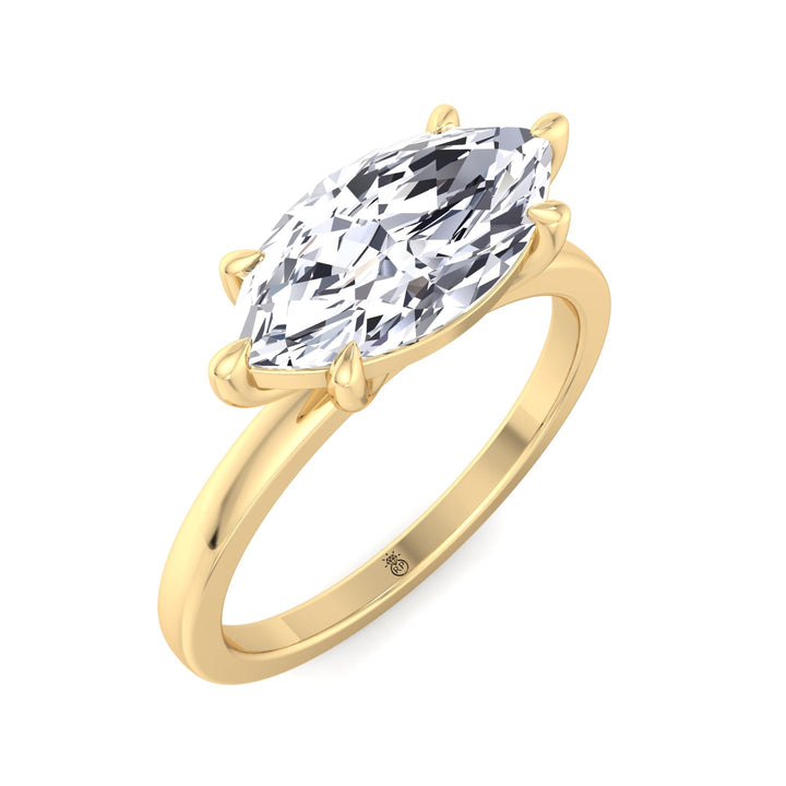 Marquise Cut East West Solitaire Engagement Ring