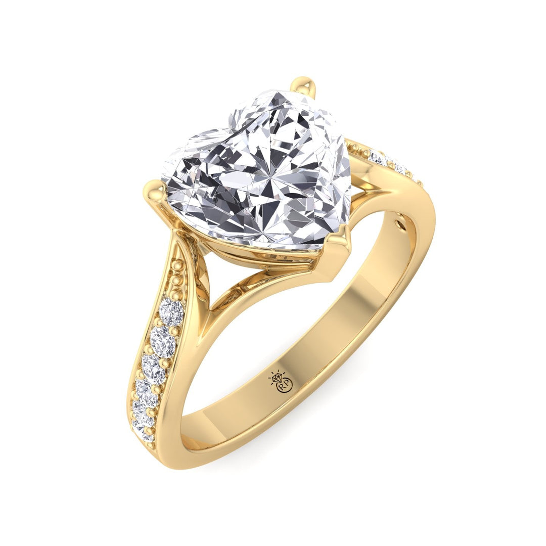 Heart Shape Engagement Ring With Detailed Band