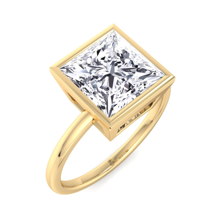 Princess Cut Bezel Set Engagement Ring