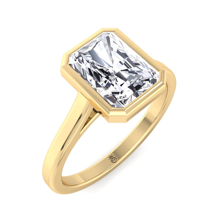 Radiant Cut Solitaire Engagement Ring Bezel Set