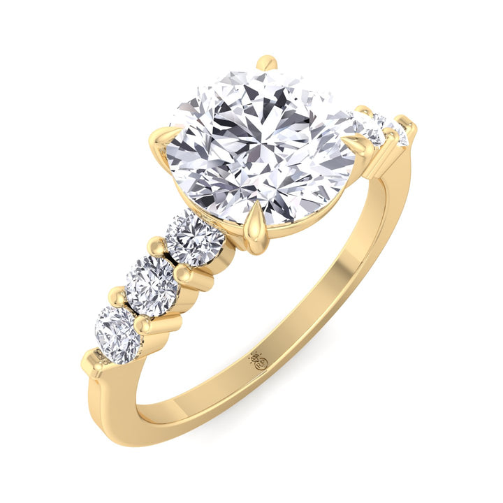 Round Cut Engagement Ring with Sidestones