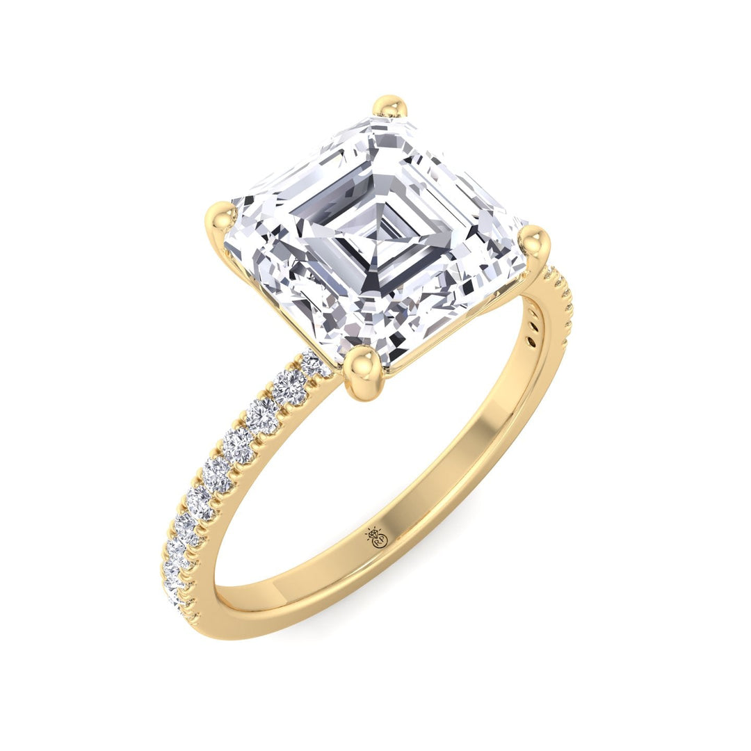 Asscher Cut Dainty Engagement Ring With Sidestones