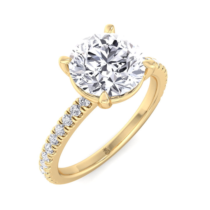 Round Cut   Engagement Ring with Sidestones