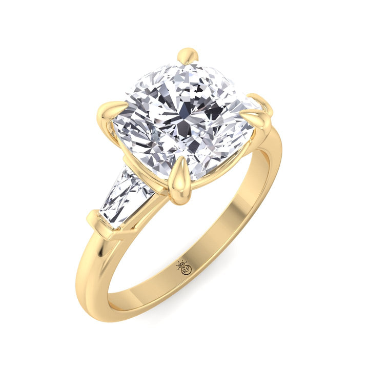 Cushion Cut Engagement Ring With Tapered Baguette Sidestones