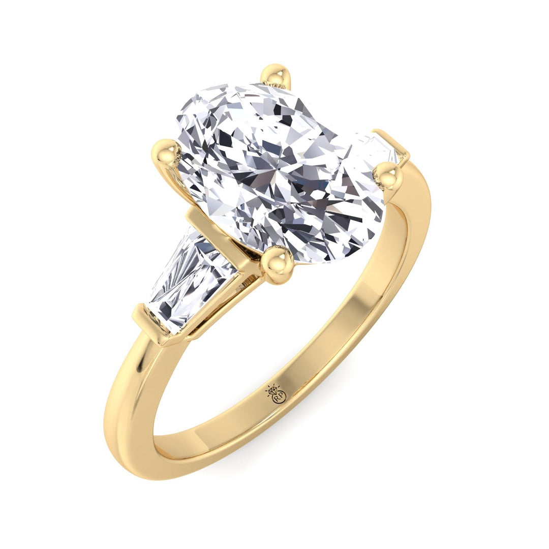 Oval Cut Engagement Ring with Tapered Baguette Side Stones