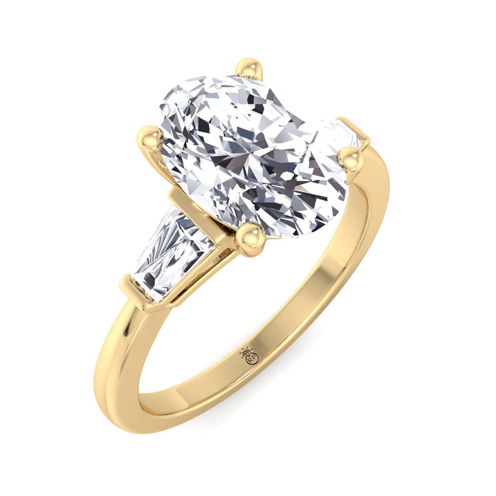Oval Cut Engagement Ring with Tapered Baguette Side Stones