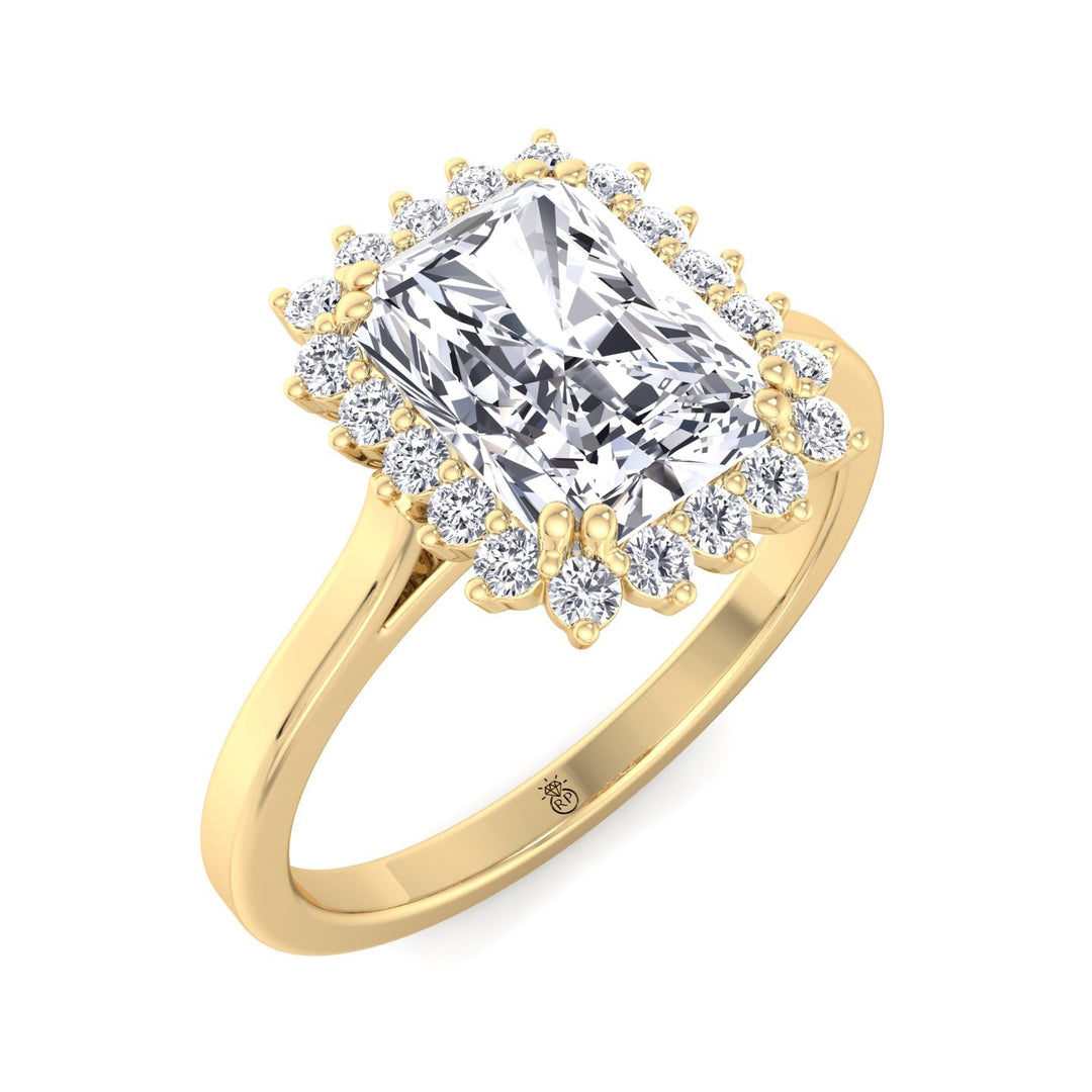 Radiant Cut Flower Halo Engagement Ring