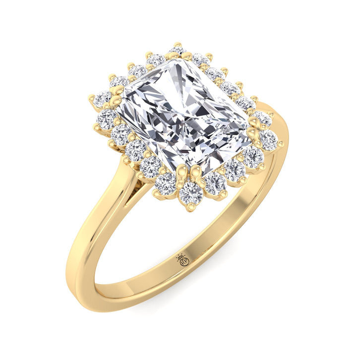 Radiant Cut Flower Halo Engagement Ring
