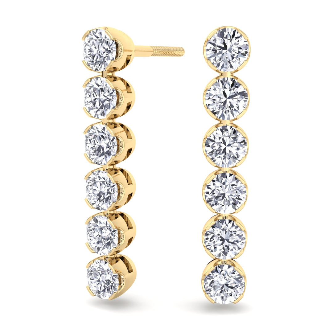 Round Cut Tennis Drop Earrings