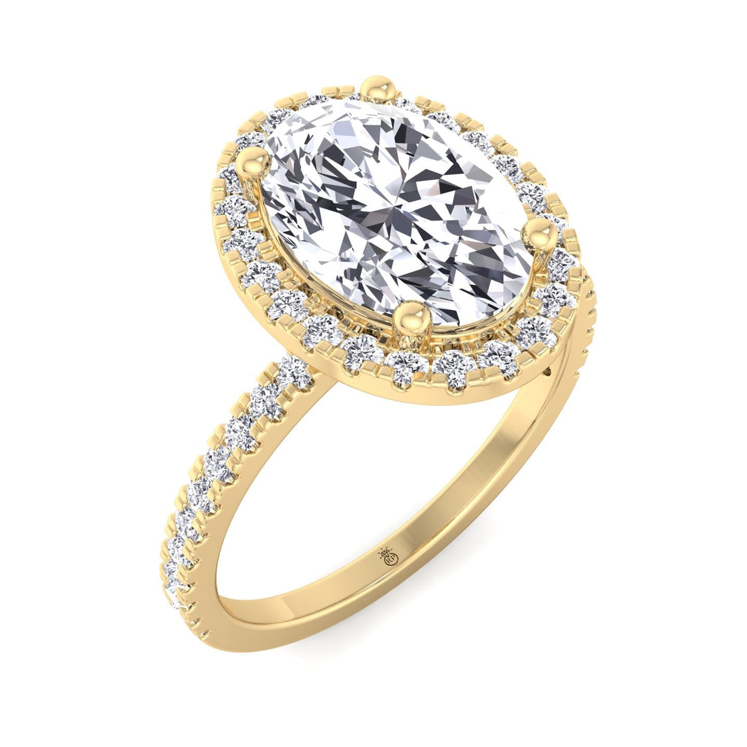 Maui - Oval Cut Halo Engagement Ring With Pavé Band