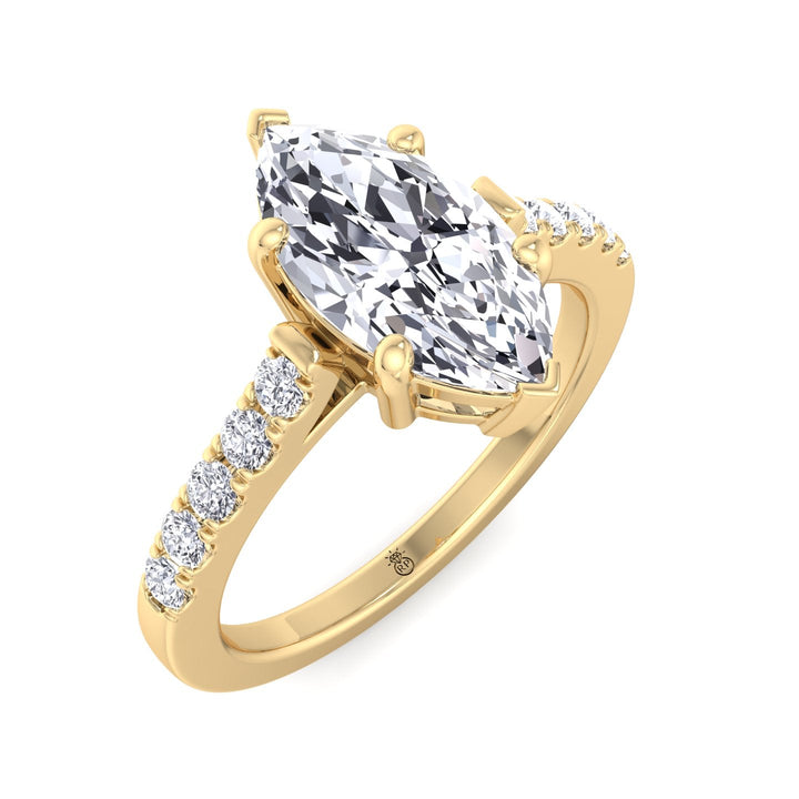 Marquise Cut Engagement Ring 6 Prongs With Sidestones