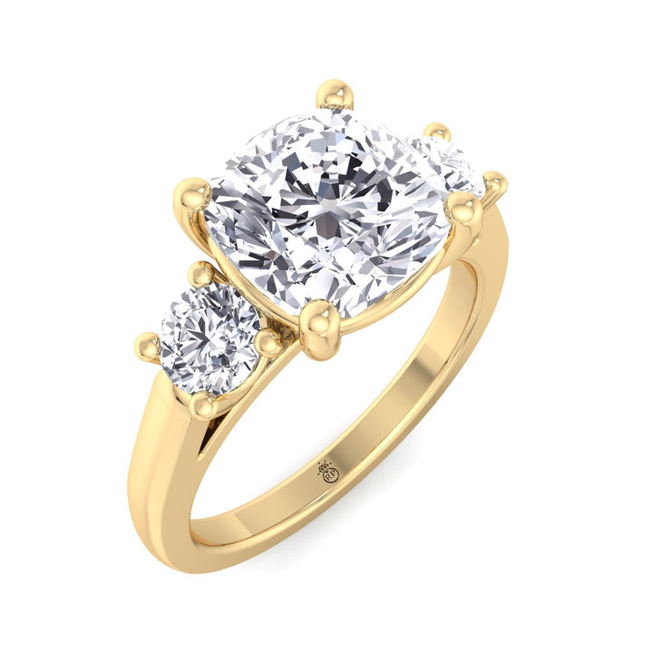 Cushion Cut   Engagement Ring With Round Sidestones