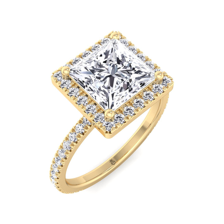 Princess Cut Engagement Ring With Pavé Sidestones &amp; Halo