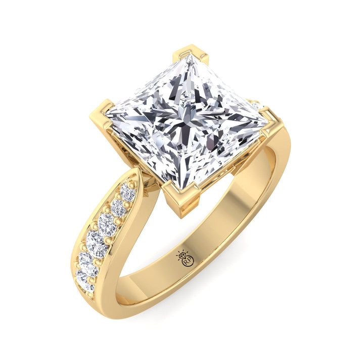 Princess Cut Engagement Ring With Sidestones Channel Setting