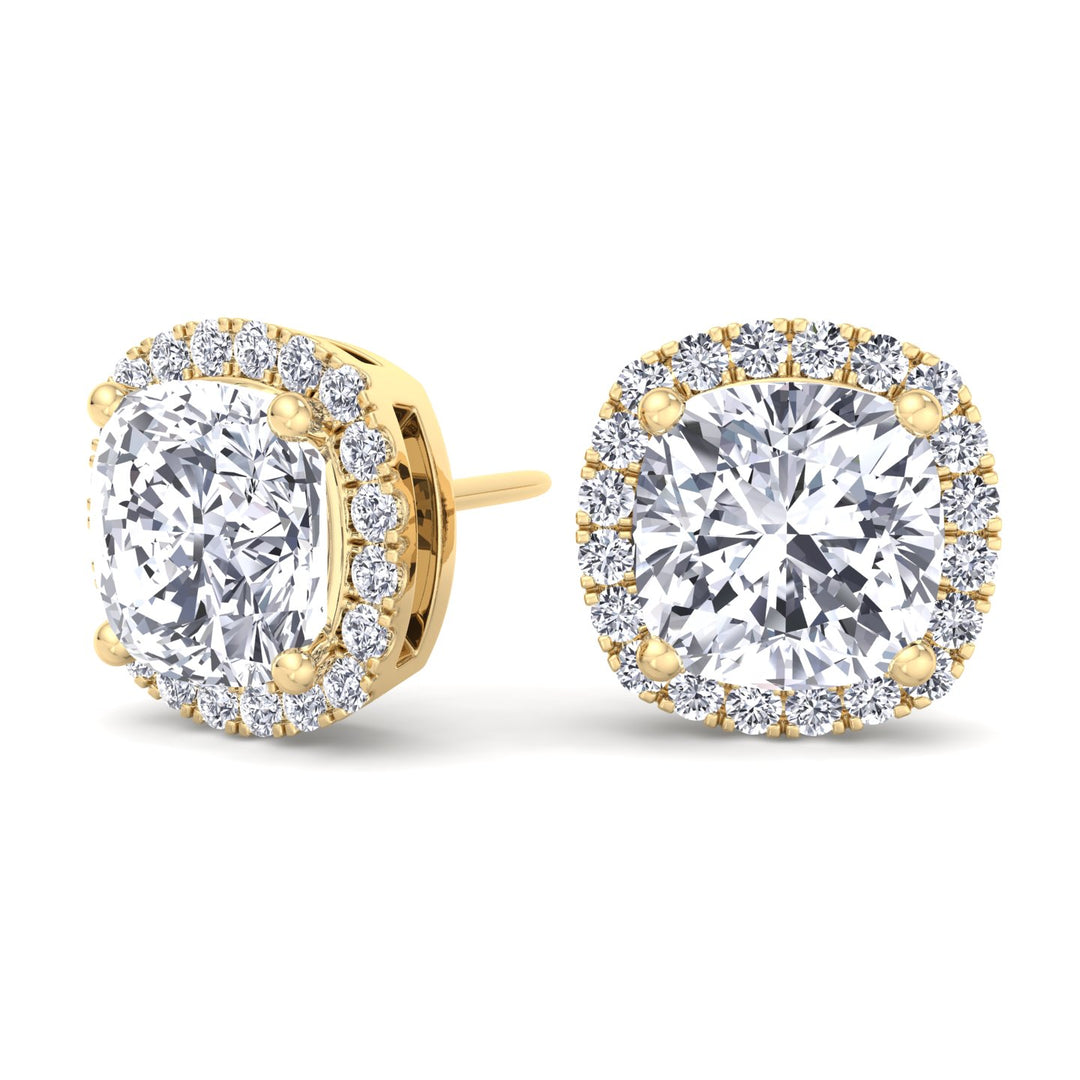 Cushion Cut Halo Studs