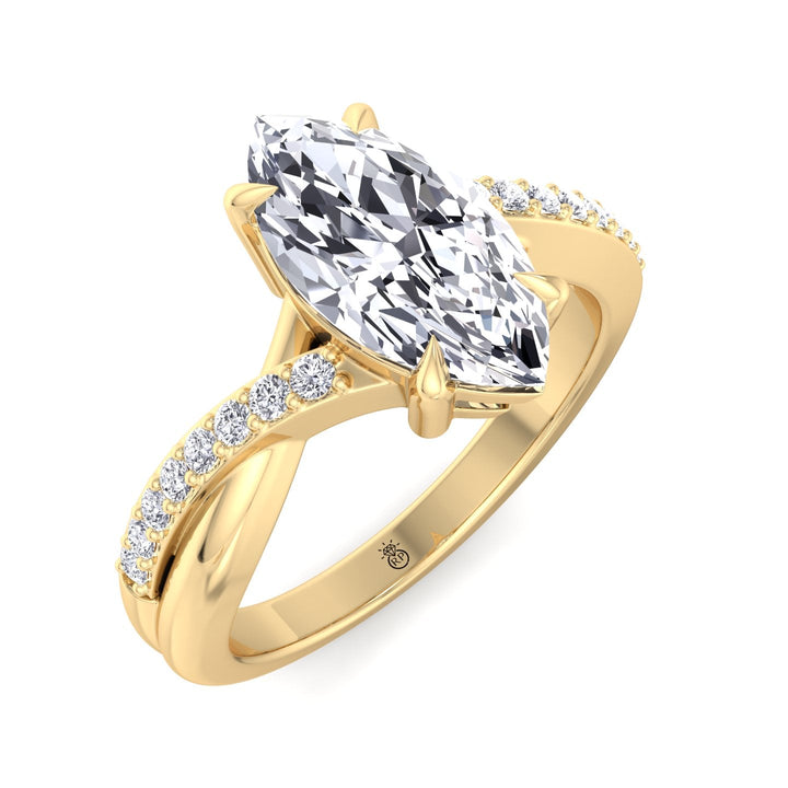 Marquise Cut Engagement Ring With Pavé Twist Band