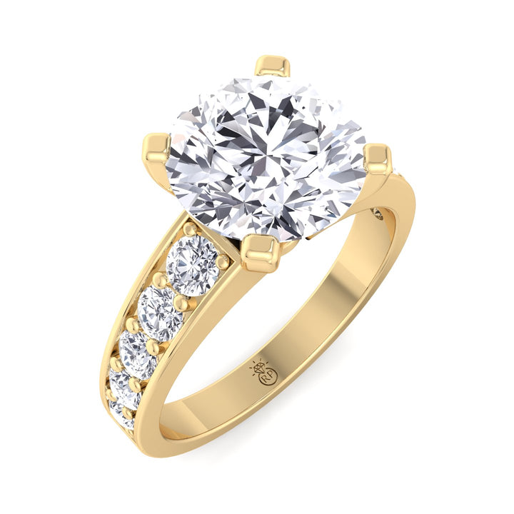 Round Cut Engagement Ring with Sidestones