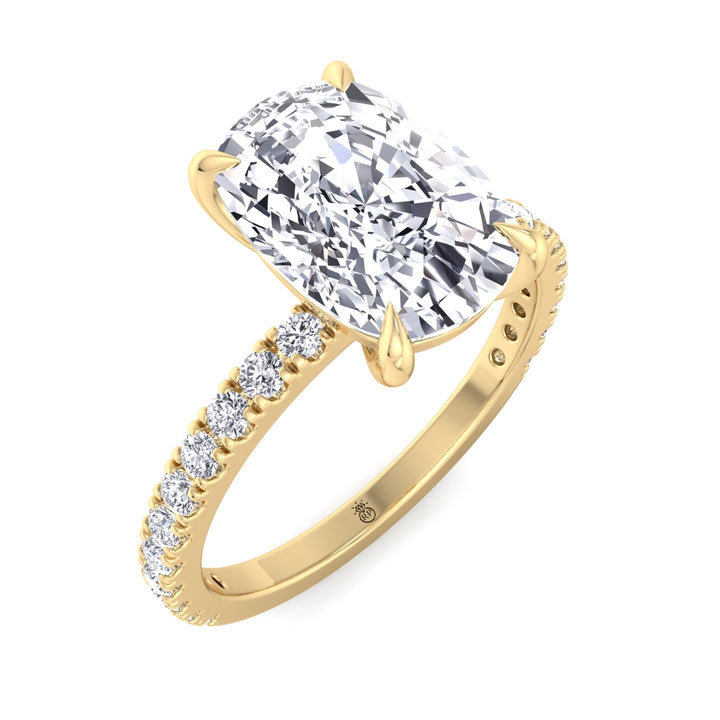 Elongated Cushion Cut Engagement Ring With Sidestones