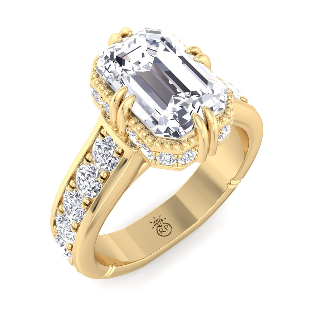 Emerald Cut   Detailed Engagement Ring