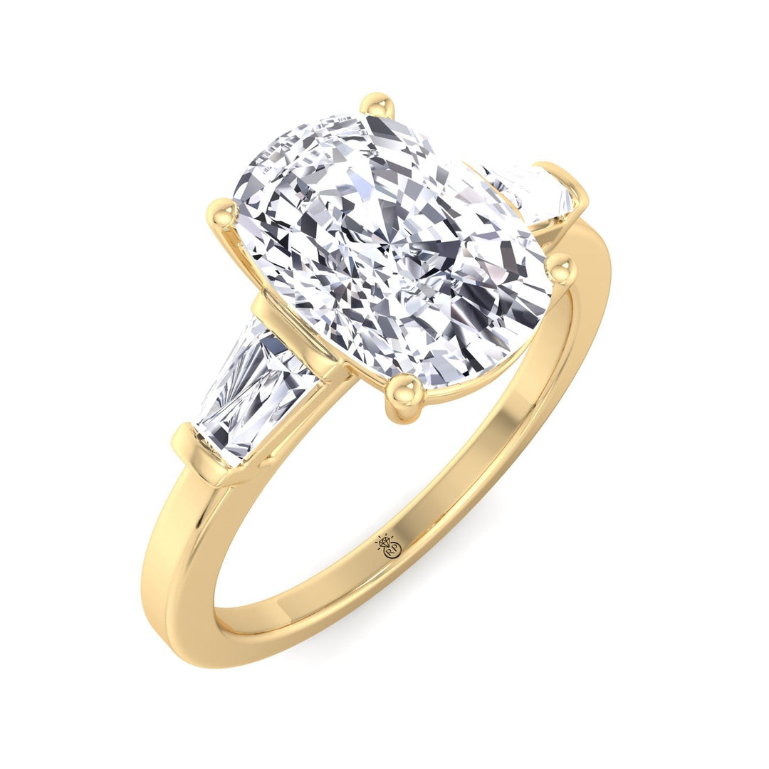 Elongated Cushion Cut Engagement Ring With Tapered Baguette Sidestones