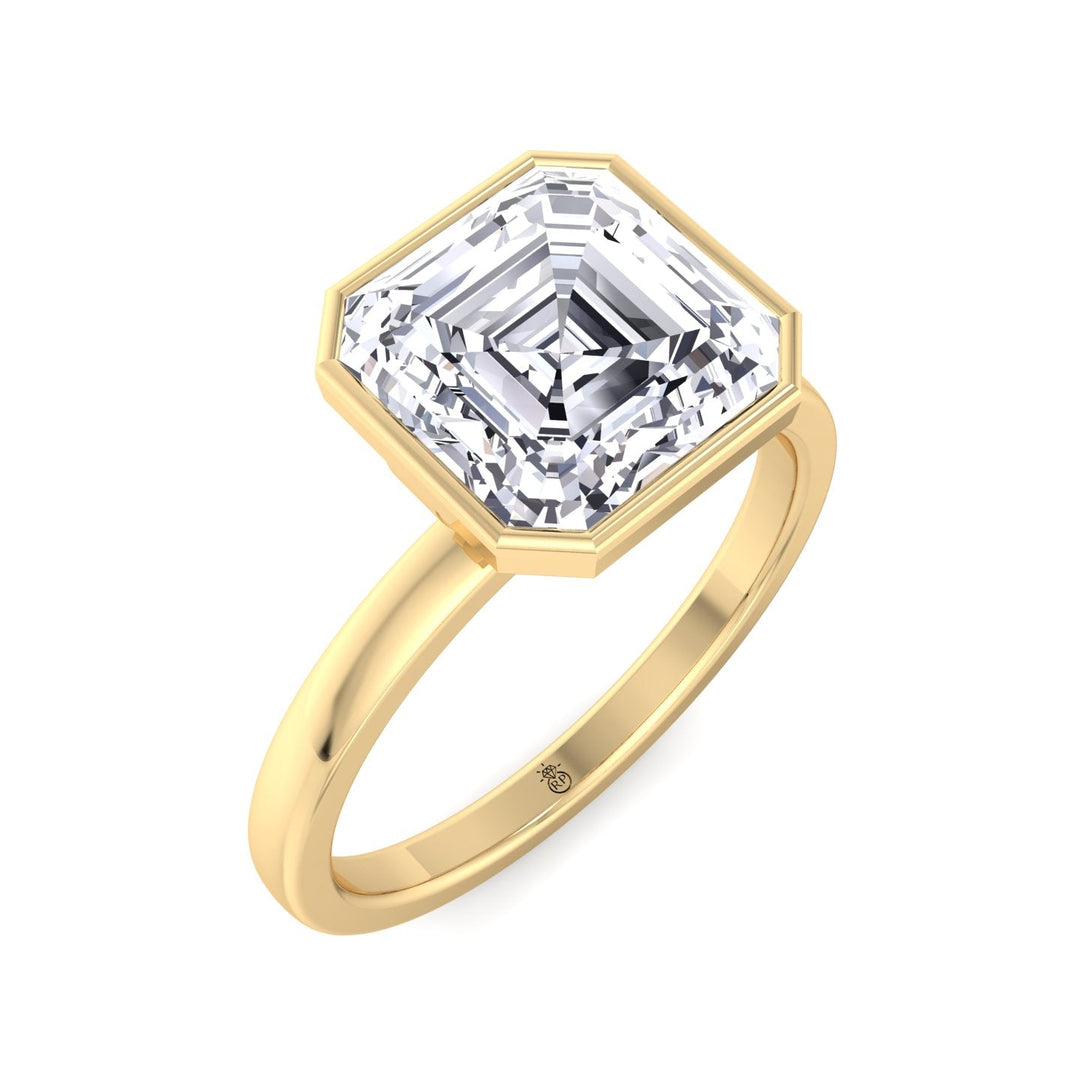 Asscher Cut Bezel Set Solitaire Engagement Ring